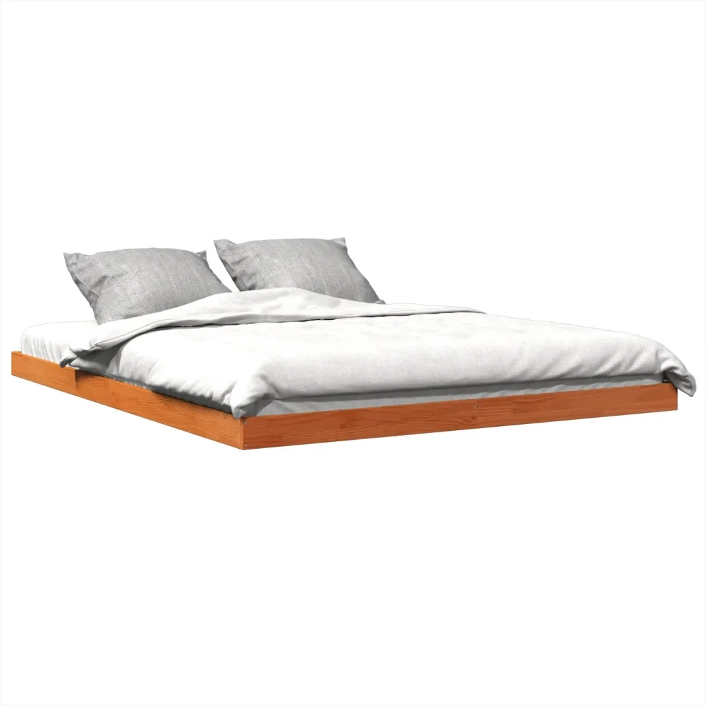 Letto matrimoniale | Letto per adulti | Giroletto Marrone Cera 150x200 cm in Legno Massello di Pino - Image 4