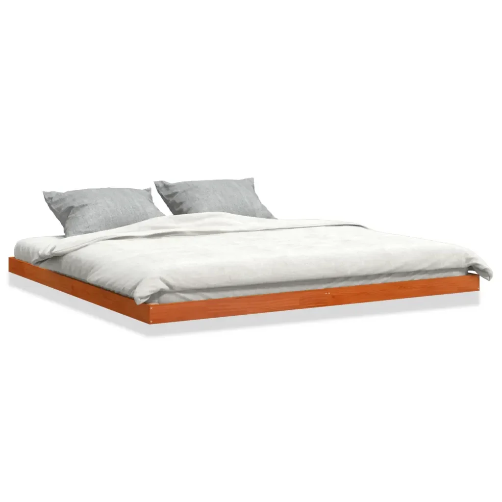 Letto matrimoniale | Letto per adulti | Giroletto Marrone Cera 200x200 cm in Legno Massello di Pino