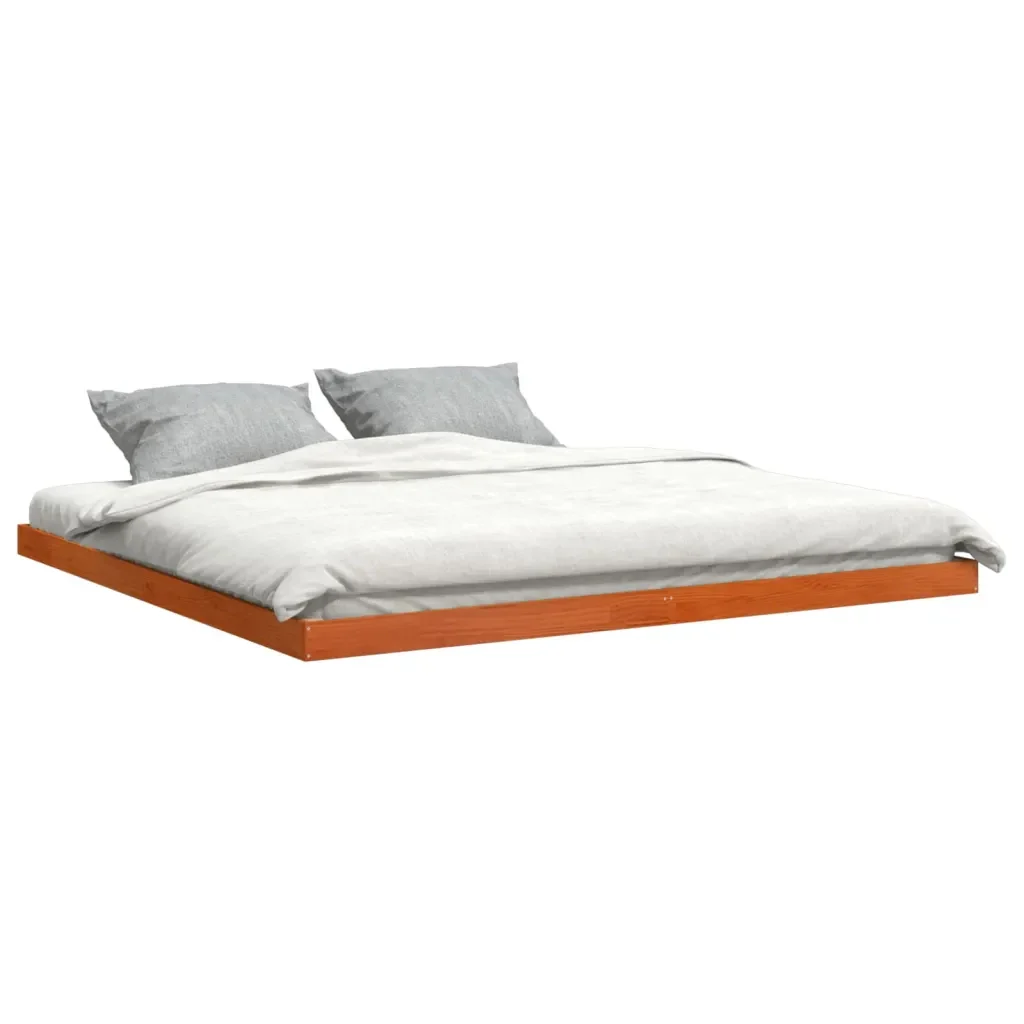 Letto matrimoniale | Letto per adulti | Giroletto Marrone Cera 200x200 cm in Legno Massello di Pino - Image 4