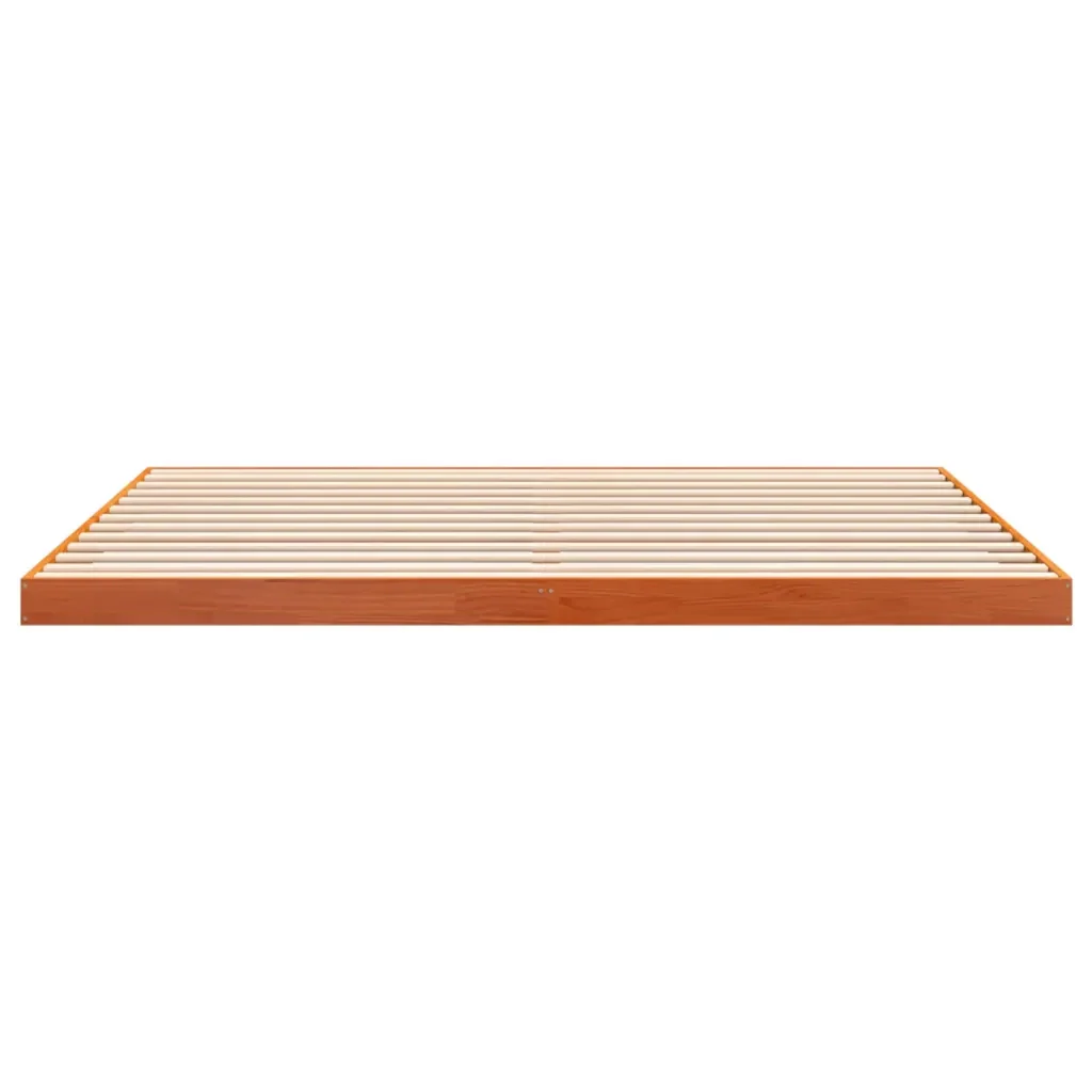 Letto matrimoniale | Letto per adulti | Giroletto Marrone Cera 200x200 cm in Legno Massello di Pino - Image 5