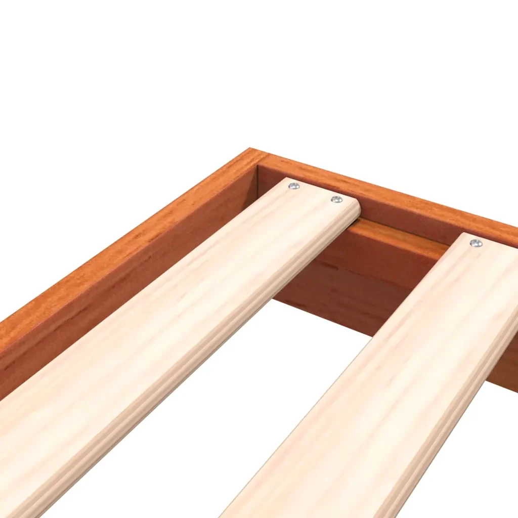 Letto matrimoniale | Letto per adulti | Giroletto Marrone Cera 200x200 cm in Legno Massello di Pino - Image 8