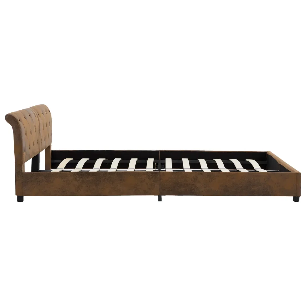Letto matrimoniale | Letto per adulti | Giroletto Marrone in Similpelle Scamosciata 180x200 cm - Image 6