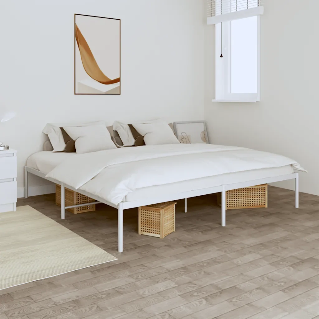 Letto matrimoniale | Letto per adulti | Giroletto Metallo Bianco 180x200 cm - Image 2