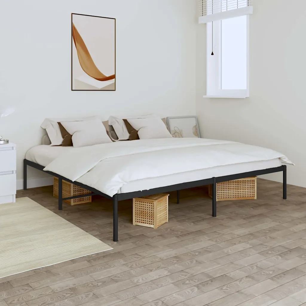 Letto matrimoniale | Letto per adulti | Giroletto Metallo Nero 180x200 cm - Image 2