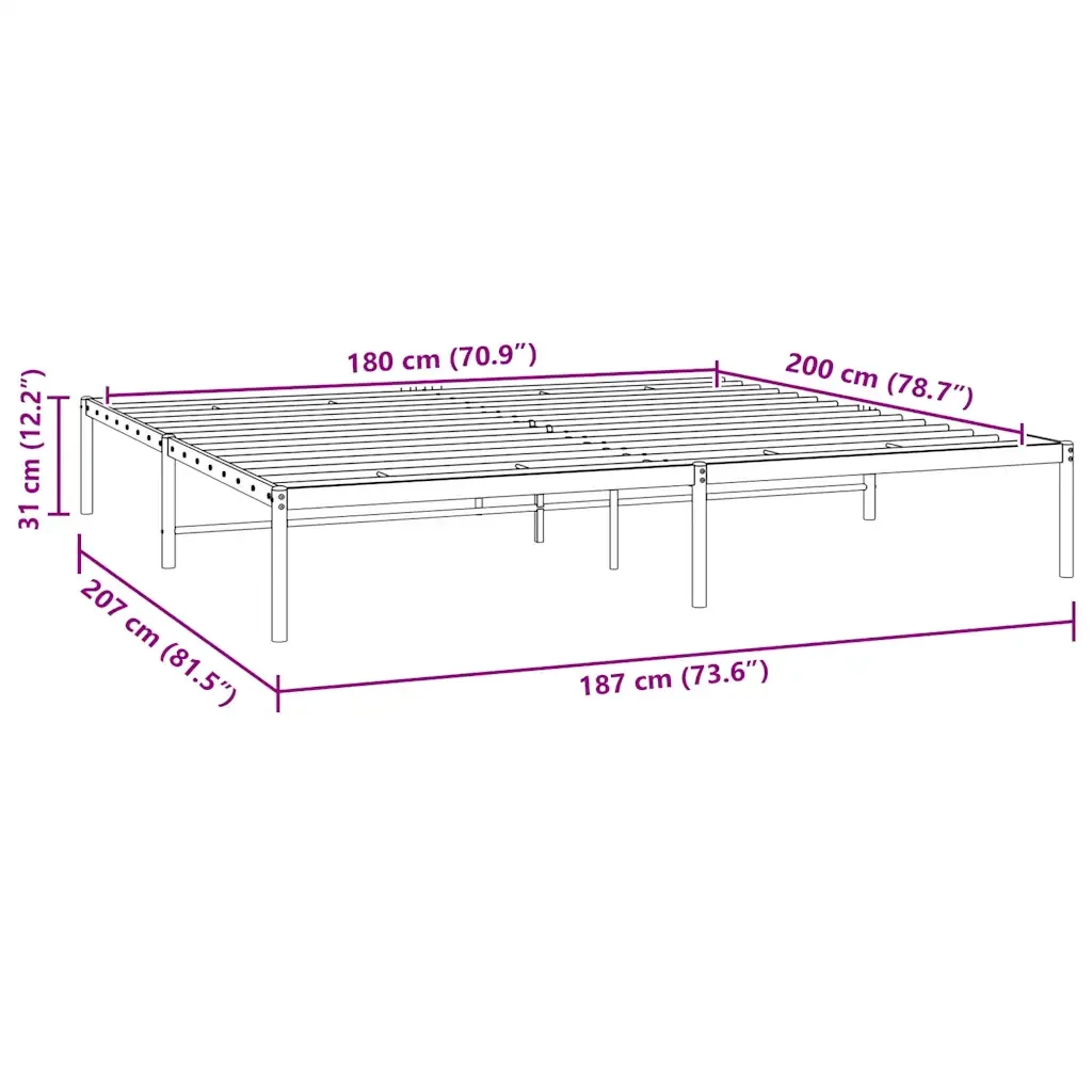 Letto matrimoniale | Letto per adulti | Giroletto Metallo Nero 180x200 cm - Image 8