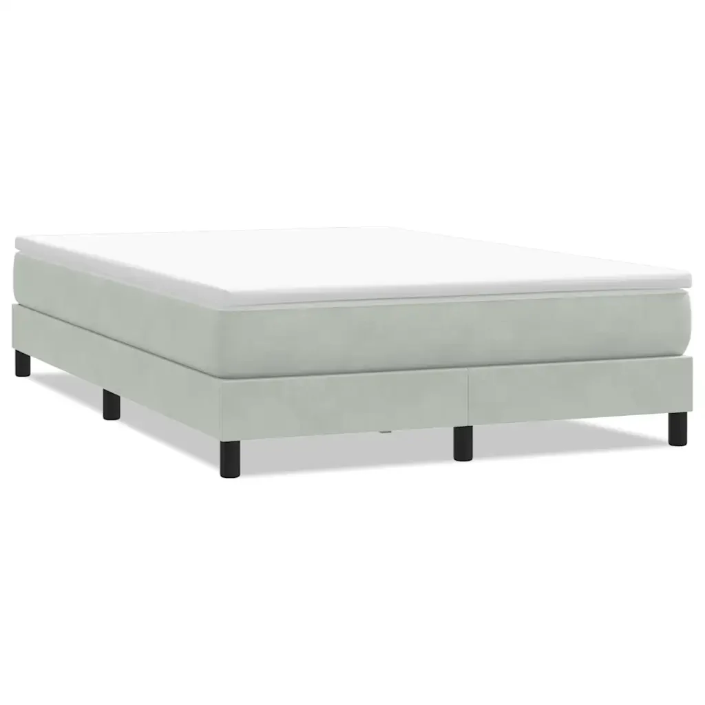 Letto matrimoniale | Letto per adulti | Giroletto Molle senza Materasso Grigio Chiaro 140x210cm Velluto
