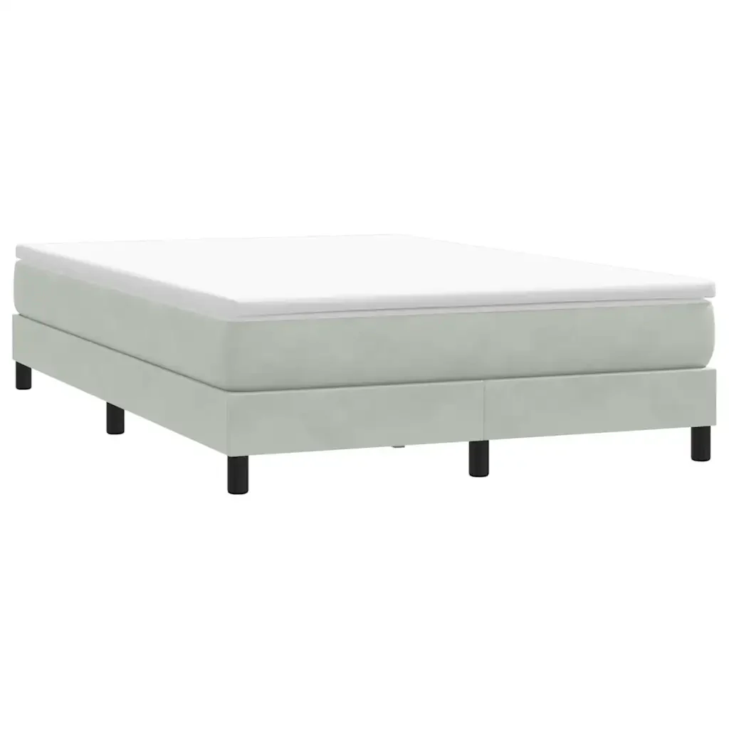 Letto matrimoniale | Letto per adulti | Giroletto Molle senza Materasso Grigio Chiaro 140x210cm Velluto - Image 2