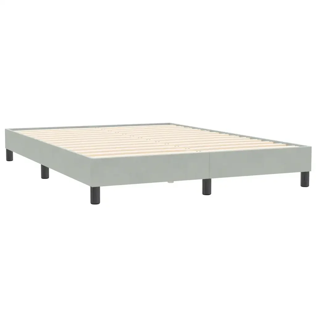 Letto matrimoniale | Letto per adulti | Giroletto Molle senza Materasso Grigio Chiaro 140x210cm Velluto - Image 4