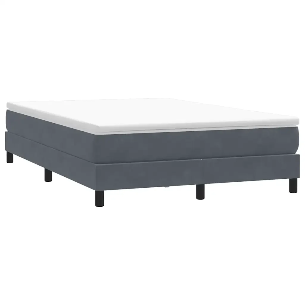 Letto matrimoniale | Letto per adulti | Giroletto Molle senza Materasso Grigio Scuro 140x210 cm Velluto - Image 2