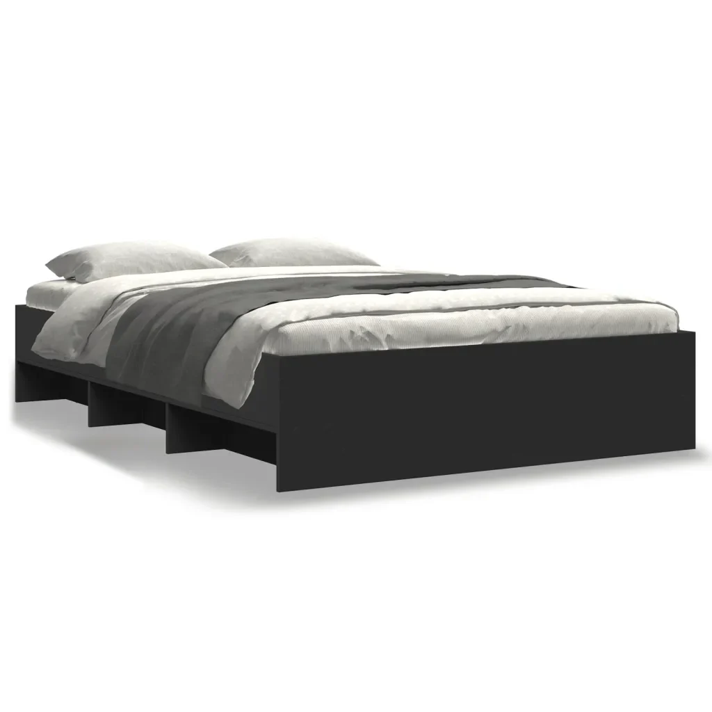 Letto matrimoniale | Letto per adulti | Giroletto Nero 120x190 cm in Legno Multistrato