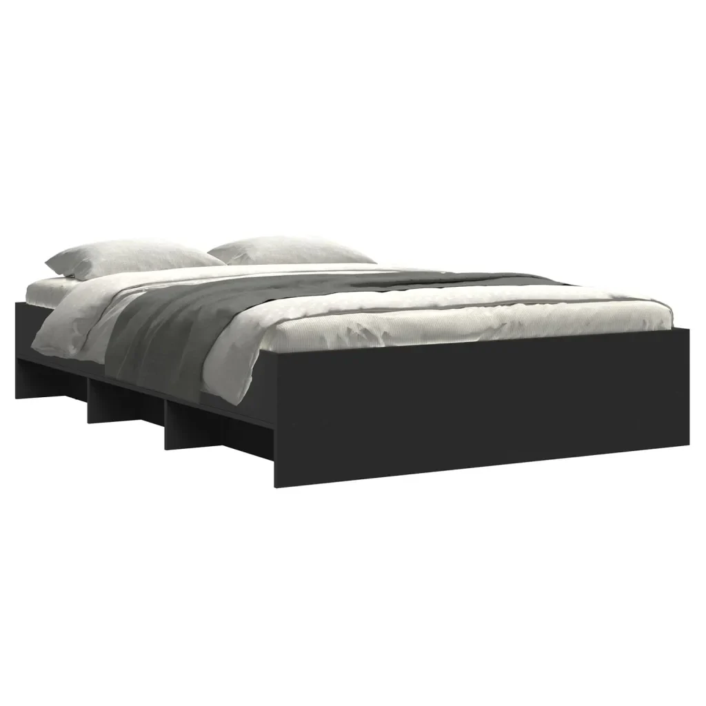 Letto matrimoniale | Letto per adulti | Giroletto Nero 120x190 cm in Legno Multistrato - Image 3
