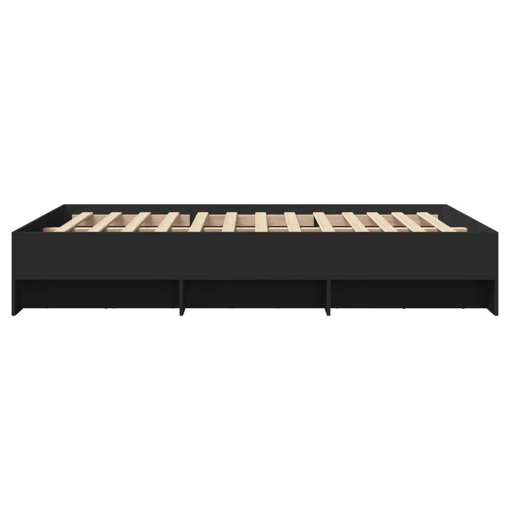 Letto matrimoniale | Letto per adulti | Giroletto Nero 120x190 cm in Legno Multistrato - Image 6