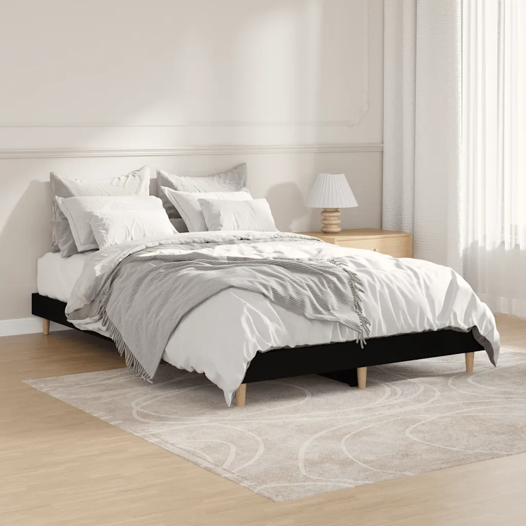 Letto matrimoniale | Letto per adulti | Giroletto Nero 120x190 cm in Legno Multistrato - Image 2