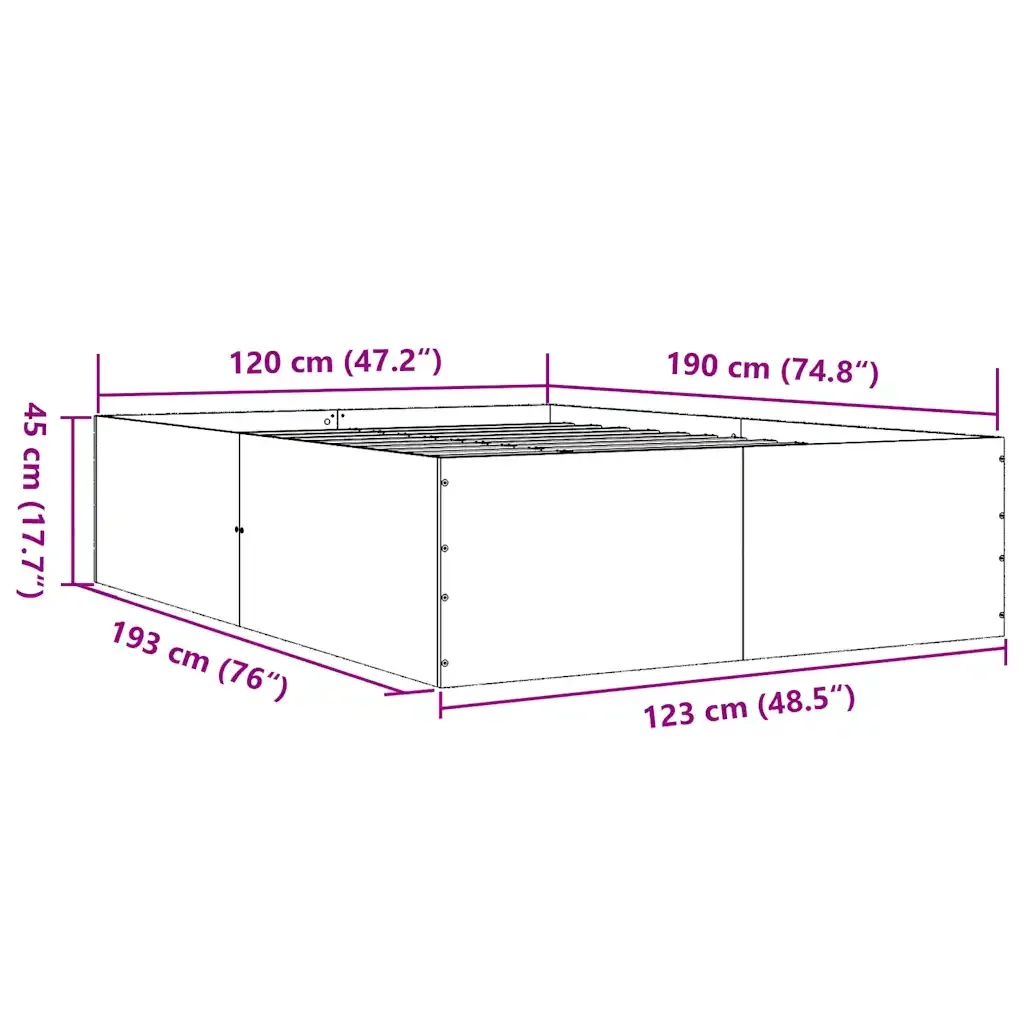 Letto matrimoniale | Letto per adulti | Giroletto Nero 120x190 cm in Legno Multistrato - Image 10