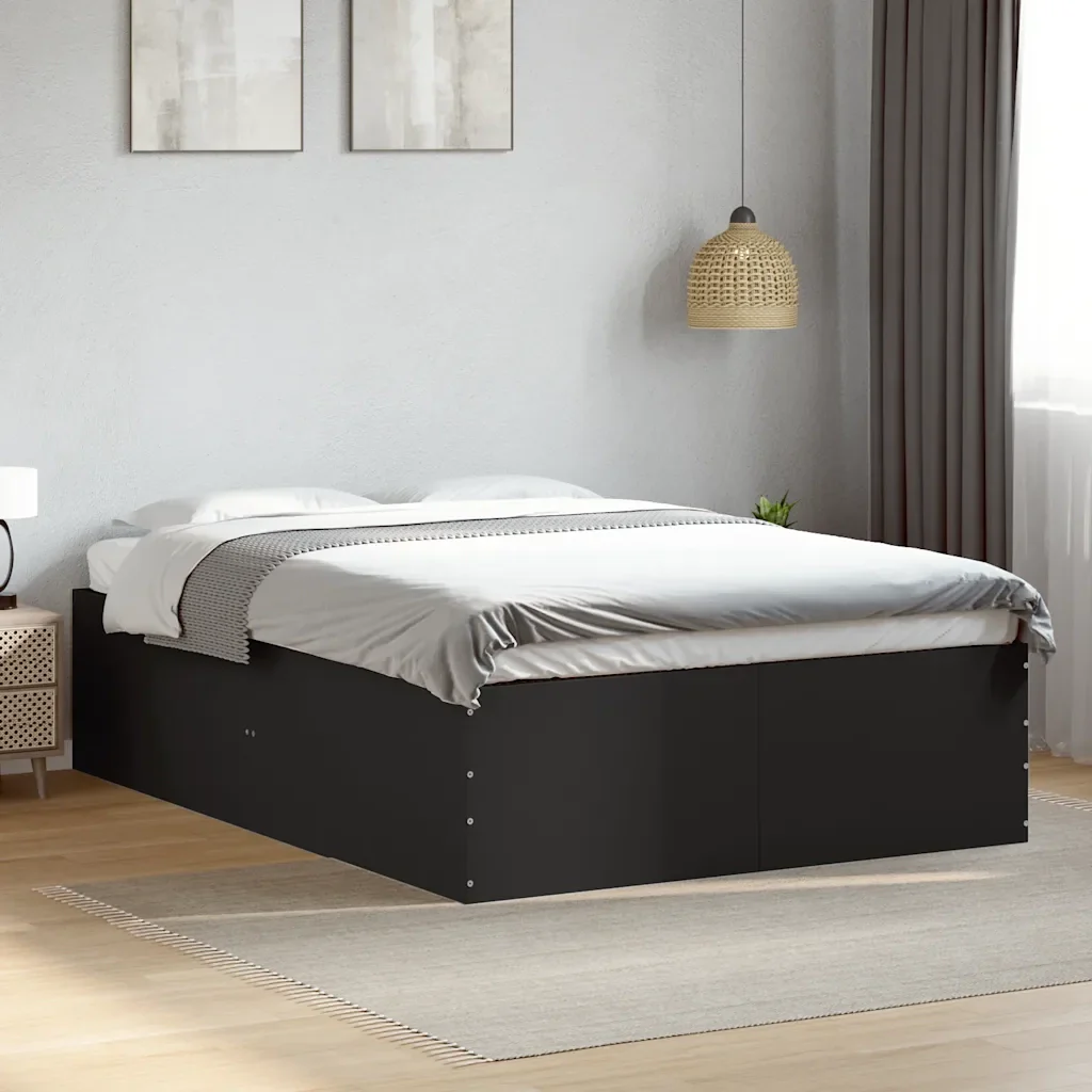 Letto matrimoniale | Letto per adulti | Giroletto Nero 120x190 cm in Legno Multistrato - Image 2