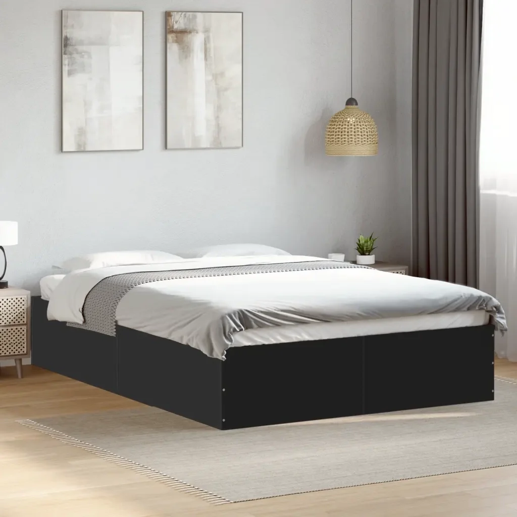 Letto matrimoniale | Letto per adulti | Giroletto Nero 120x190 cm in Legno Multistrato - Image 2