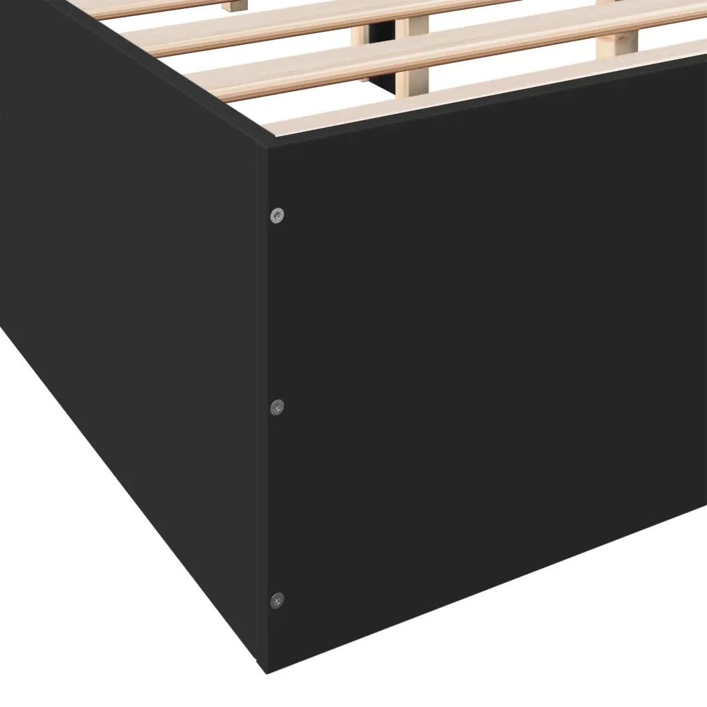 Letto matrimoniale | Letto per adulti | Giroletto Nero 120x190 cm in Legno Multistrato - Image 8