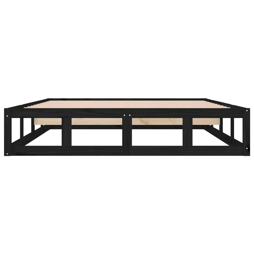 Letto matrimoniale | Letto per adulti | Giroletto Nero 120x190 cm Small Double in legno Massello - Image 5