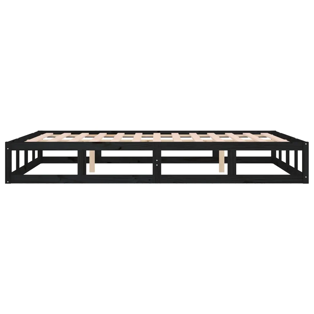 Letto matrimoniale | Letto per adulti | Giroletto Nero 120x190 cm Small Double in legno Massello - Image 7
