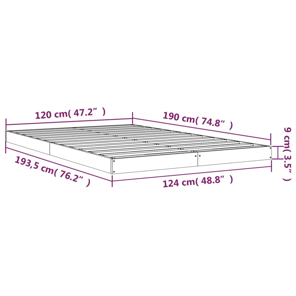 Letto matrimoniale | Letto per adulti | Giroletto Nero 120x190 cm Small Double Legno Massello di Pino - Image 8