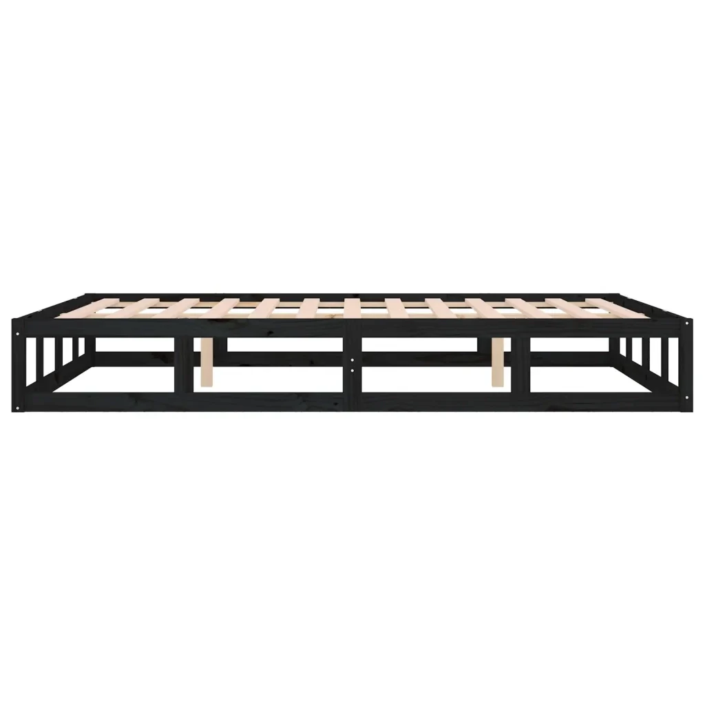 Letto matrimoniale | Letto per adulti | Giroletto Nero 120x200 cm in Legno Massello - Image 7