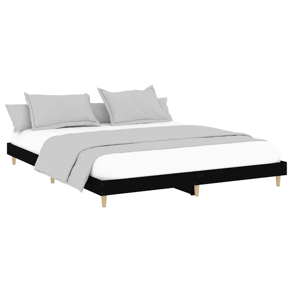 Letto matrimoniale | Letto per adulti | Giroletto Nero 120x200 cm in Legno Multistrato - Image 3