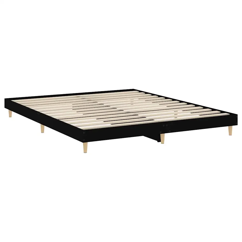 Letto matrimoniale | Letto per adulti | Giroletto Nero 120x200 cm in Legno Multistrato - Image 5