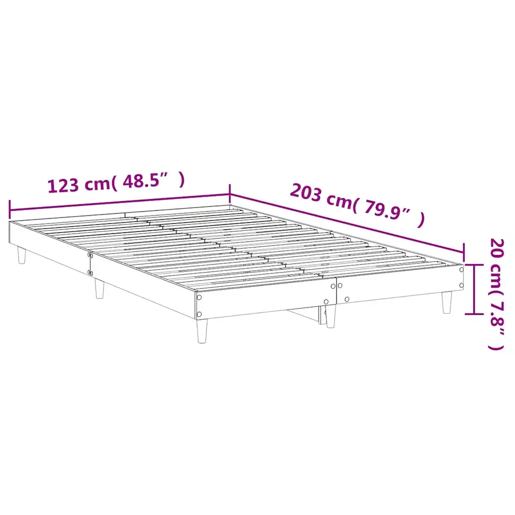 Letto matrimoniale | Letto per adulti | Giroletto Nero 120x200 cm in Legno Multistrato - Image 9