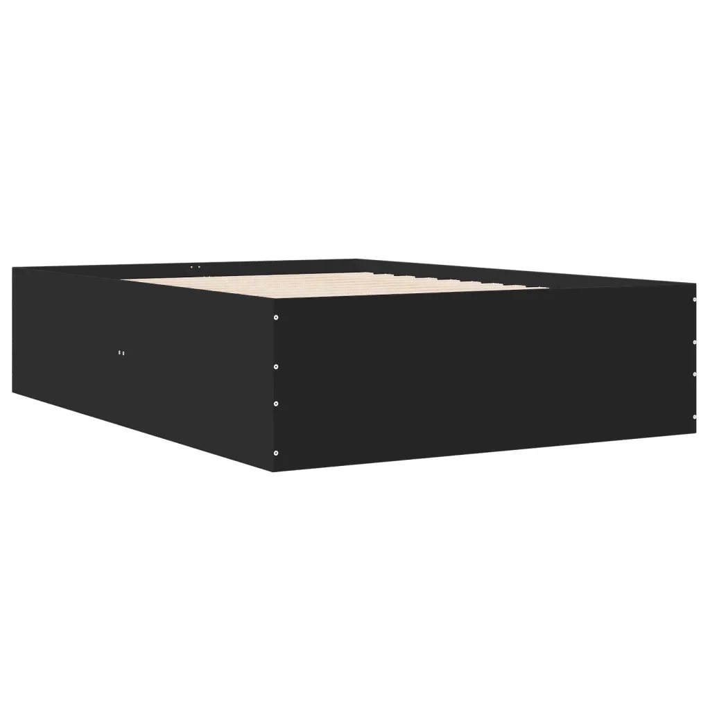 Letto matrimoniale | Letto per adulti | Giroletto Nero 120x200 cm in Legno Multistrato - Image 4