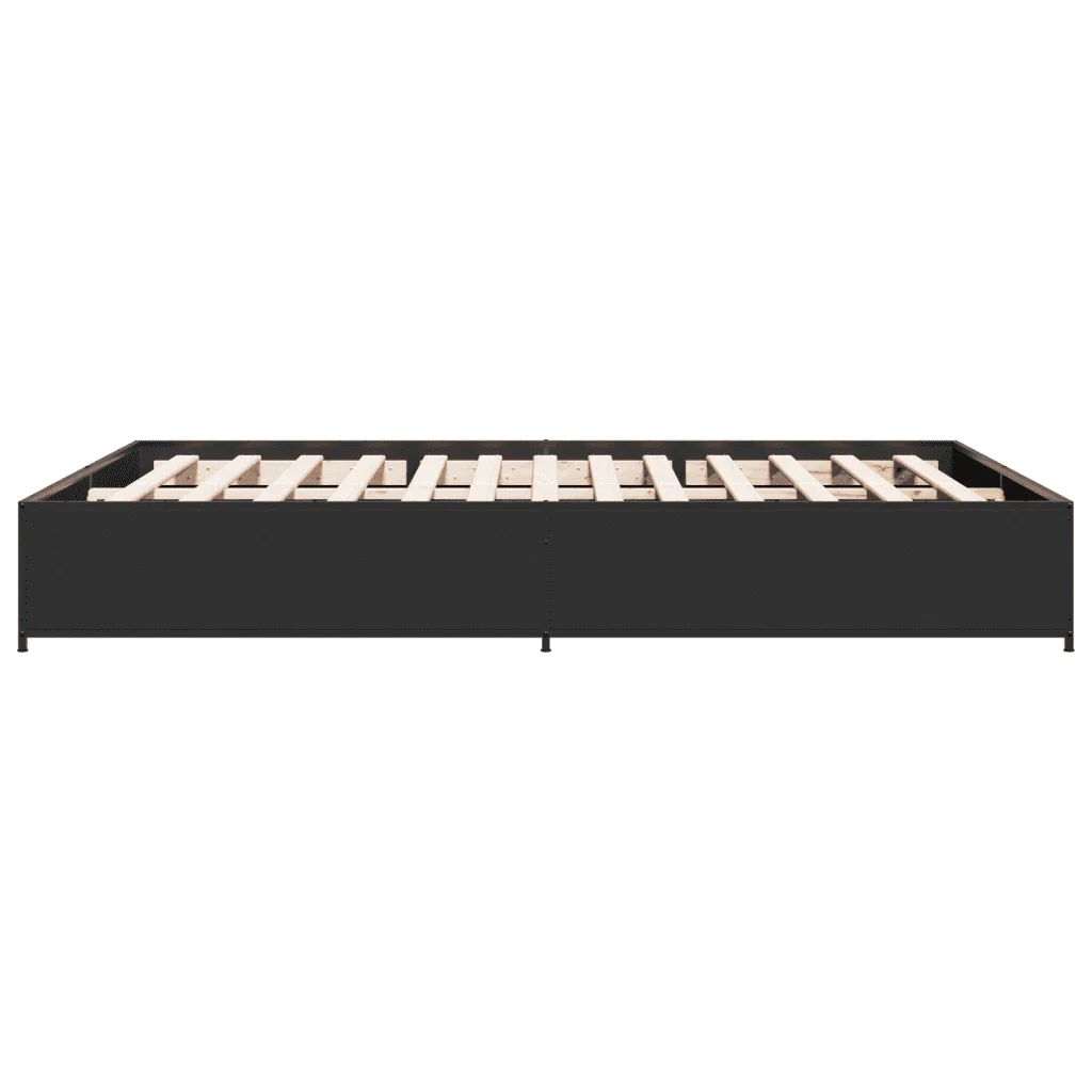 Letto matrimoniale | Letto per adulti | Giroletto Nero 120x200 cm in Legno Multistrato e Metallo - Image 5