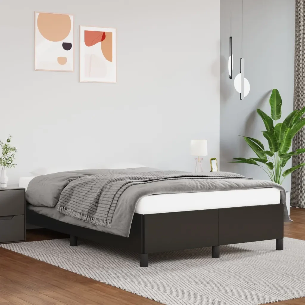 Letto matrimoniale | Letto per adulti | Giroletto Nero 120x200 cm in Similpelle - Image 2