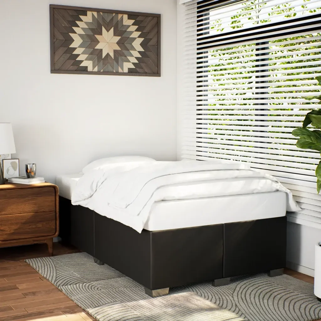 Letto matrimoniale | Letto per adulti | Giroletto Nero 120x200 cm in Similpelle - Image 2