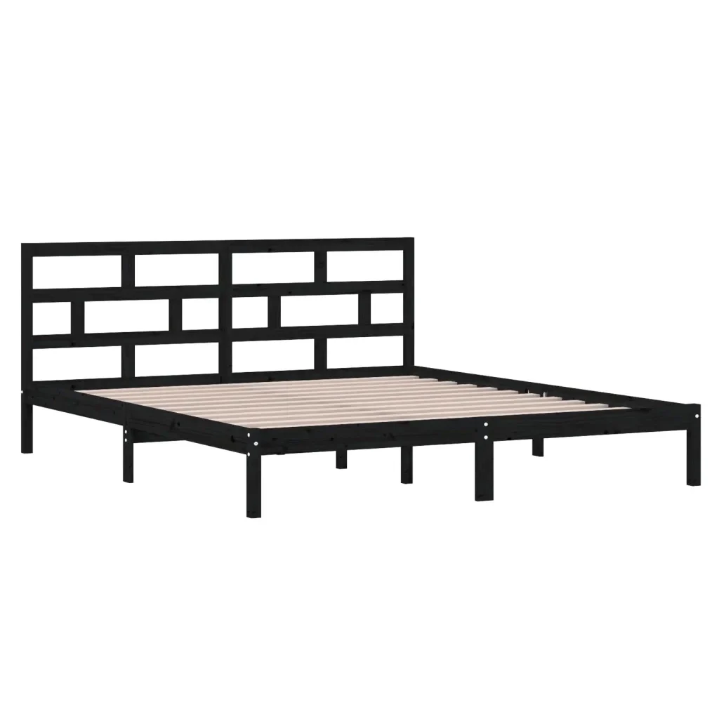 Letto matrimoniale | Letto per adulti | Giroletto Nero 135x190 cm Double in legno Massello - Image 3