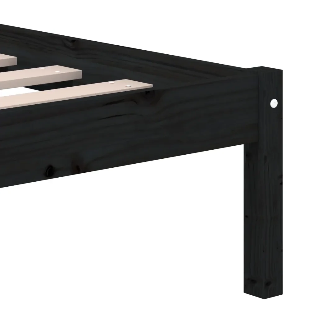 Letto matrimoniale | Letto per adulti | Giroletto Nero 135x190 cm Double in legno Massello - Image 6