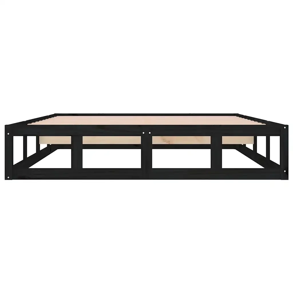 Letto matrimoniale | Letto per adulti | Giroletto Nero 140x190 cm in Legno Massello - Image 5
