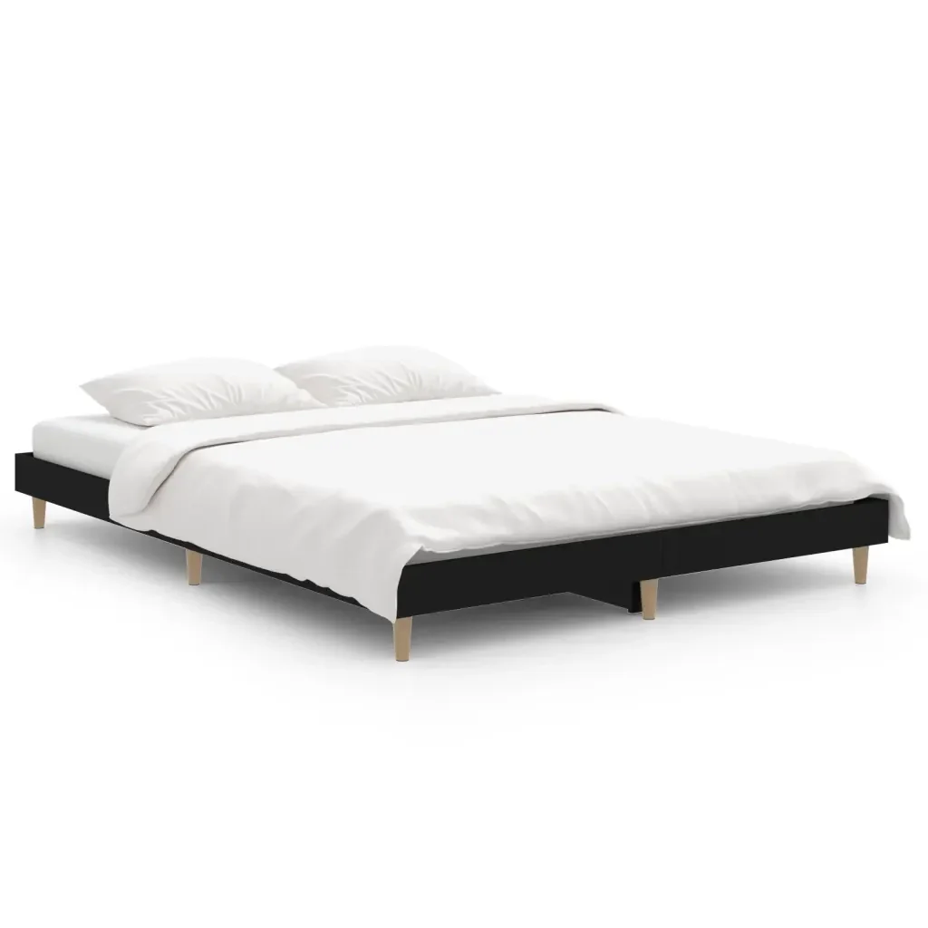 Letto matrimoniale | Letto per adulti | Giroletto Nero 140x190 cm in Legno Multistrato