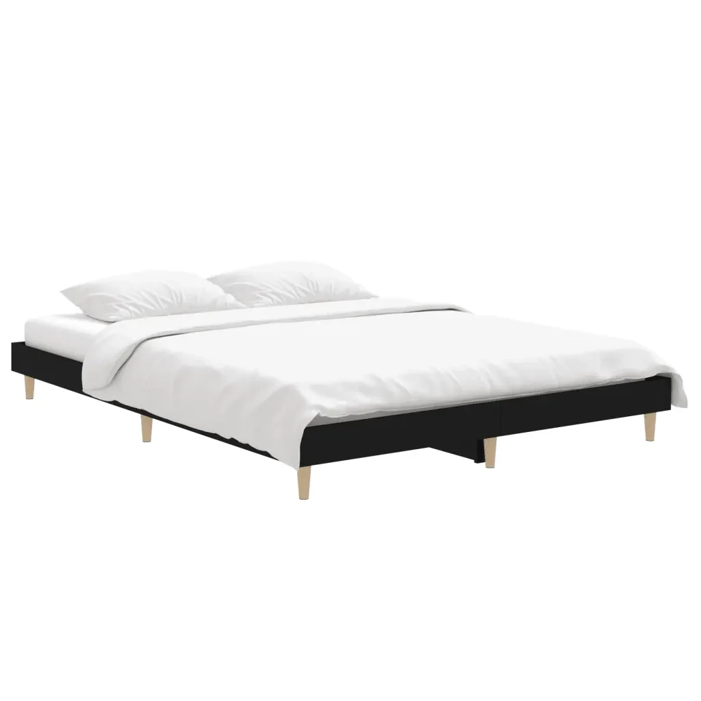 Letto matrimoniale | Letto per adulti | Giroletto Nero 140x190 cm in Legno Multistrato - Image 4