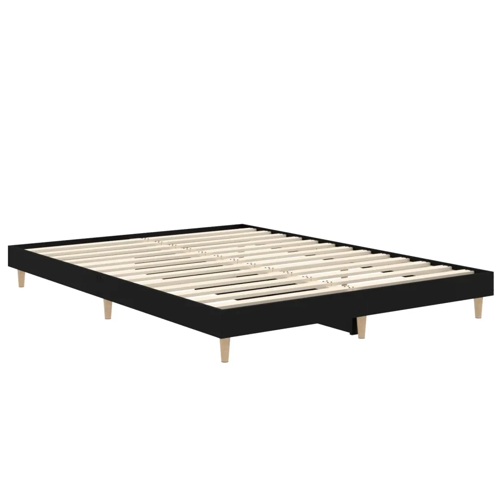 Letto matrimoniale | Letto per adulti | Giroletto Nero 140x190 cm in Legno Multistrato - Image 5