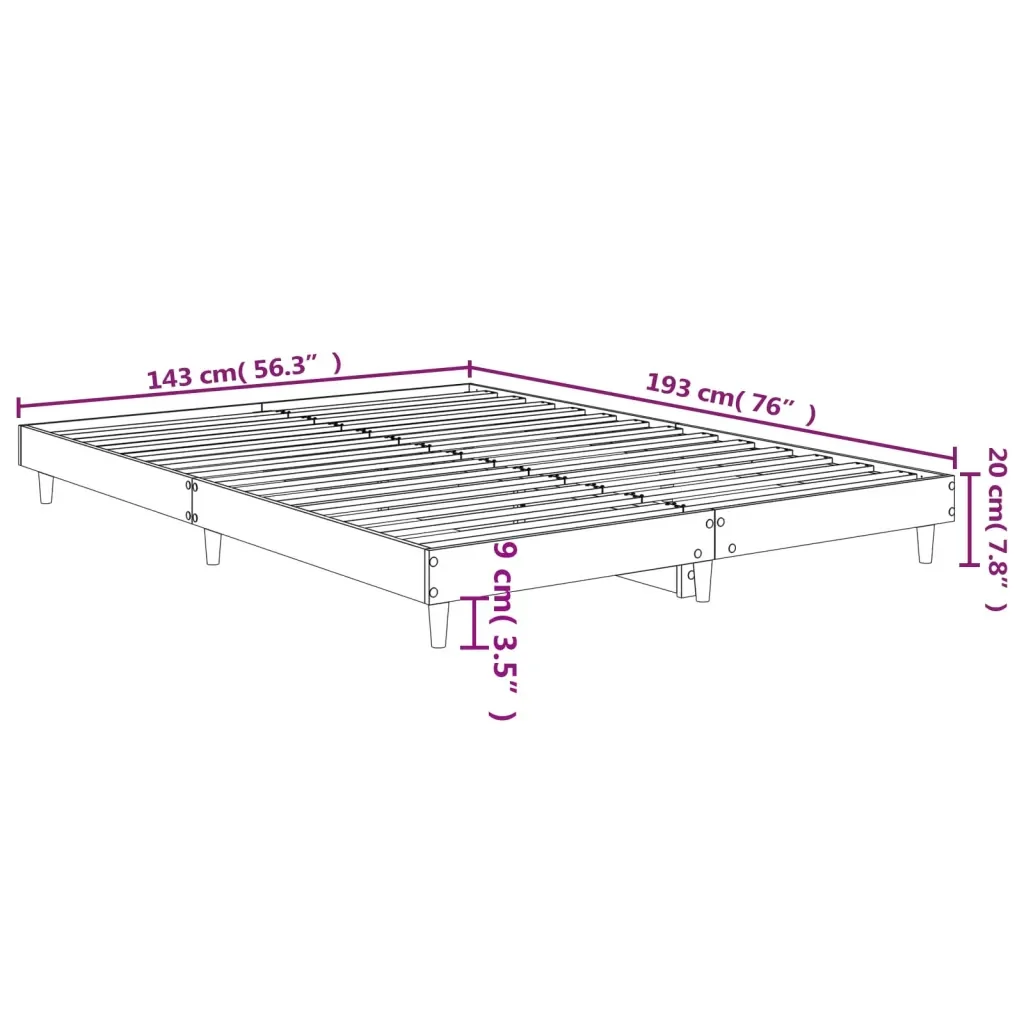 Letto matrimoniale | Letto per adulti | Giroletto Nero 140x190 cm in Legno Multistrato - Image 9