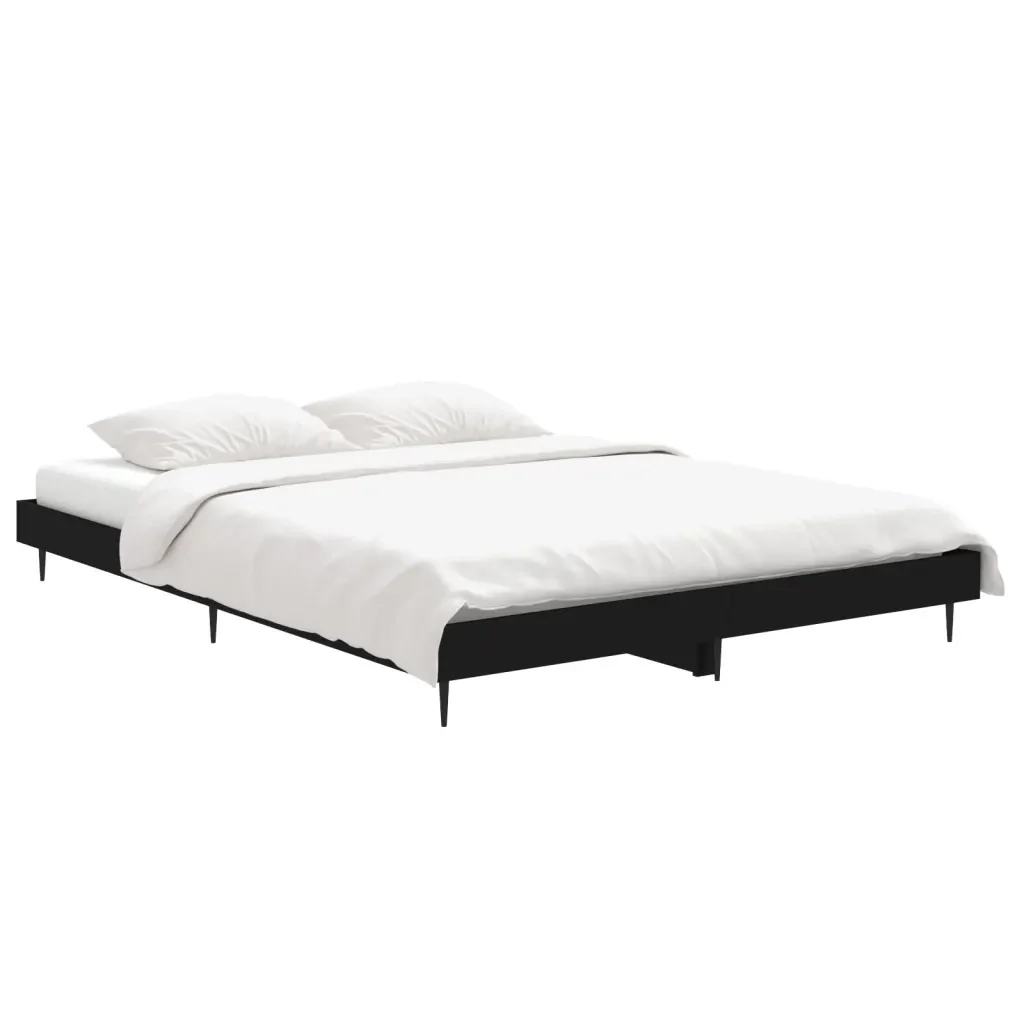 Letto matrimoniale | Letto per adulti | Giroletto Nero 140x190 cm in Legno Multistrato - Image 4