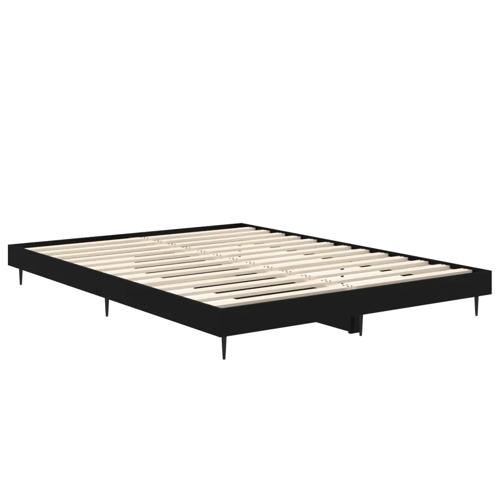 Letto matrimoniale | Letto per adulti | Giroletto Nero 140x190 cm in Legno Multistrato - Image 5