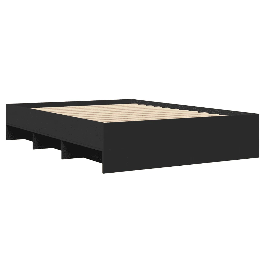 Letto matrimoniale | Letto per adulti | Giroletto Nero 140x190 cm in Legno Multistrato - Image 7