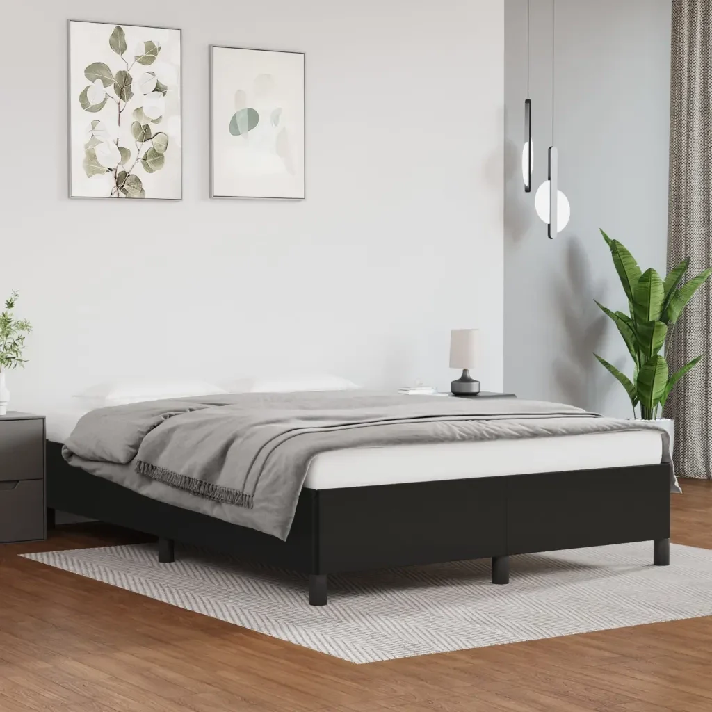 Letto matrimoniale | Letto per adulti | Giroletto Nero 140x190 cm in Similpelle - Image 2