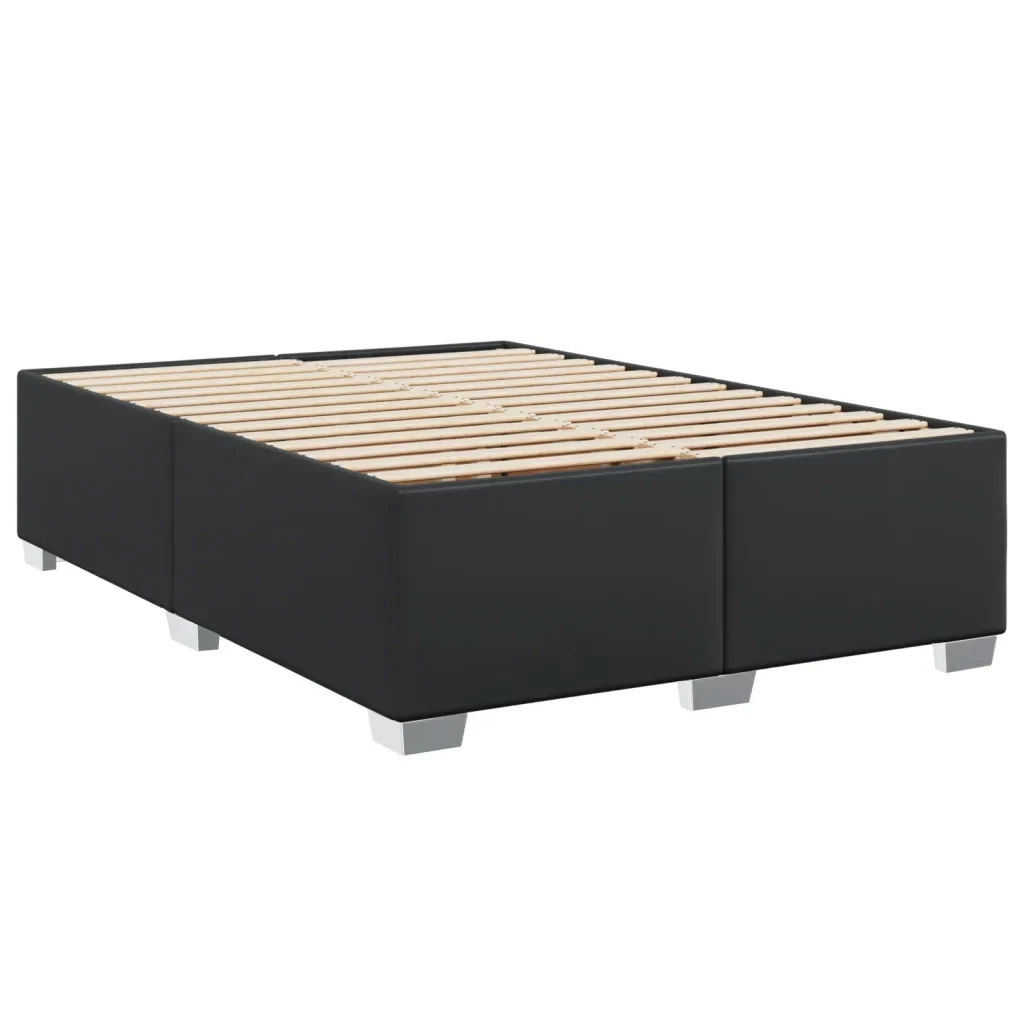 Letto matrimoniale | Letto per adulti | Giroletto Nero 140x190 cm in Similpelle - Image 3