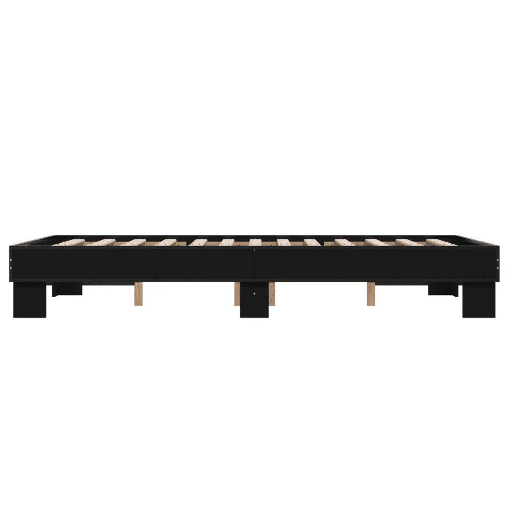 Letto matrimoniale | Letto per adulti | Giroletto Nero 140x200 cm in Legno Multistrato e Metallo - Image 5