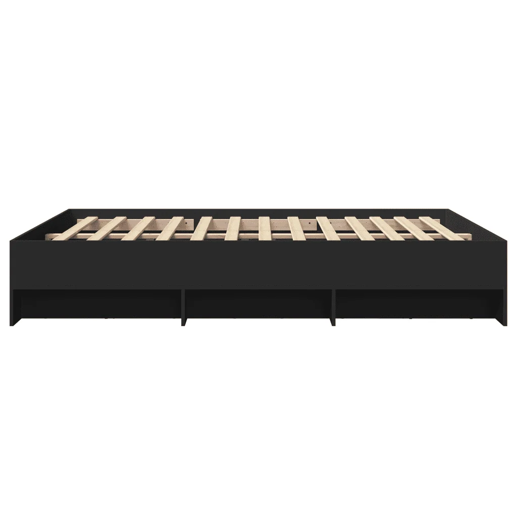 Letto matrimoniale | Letto per adulti | Giroletto Nero 150x200 cm in Legno Multistrato - Image 6