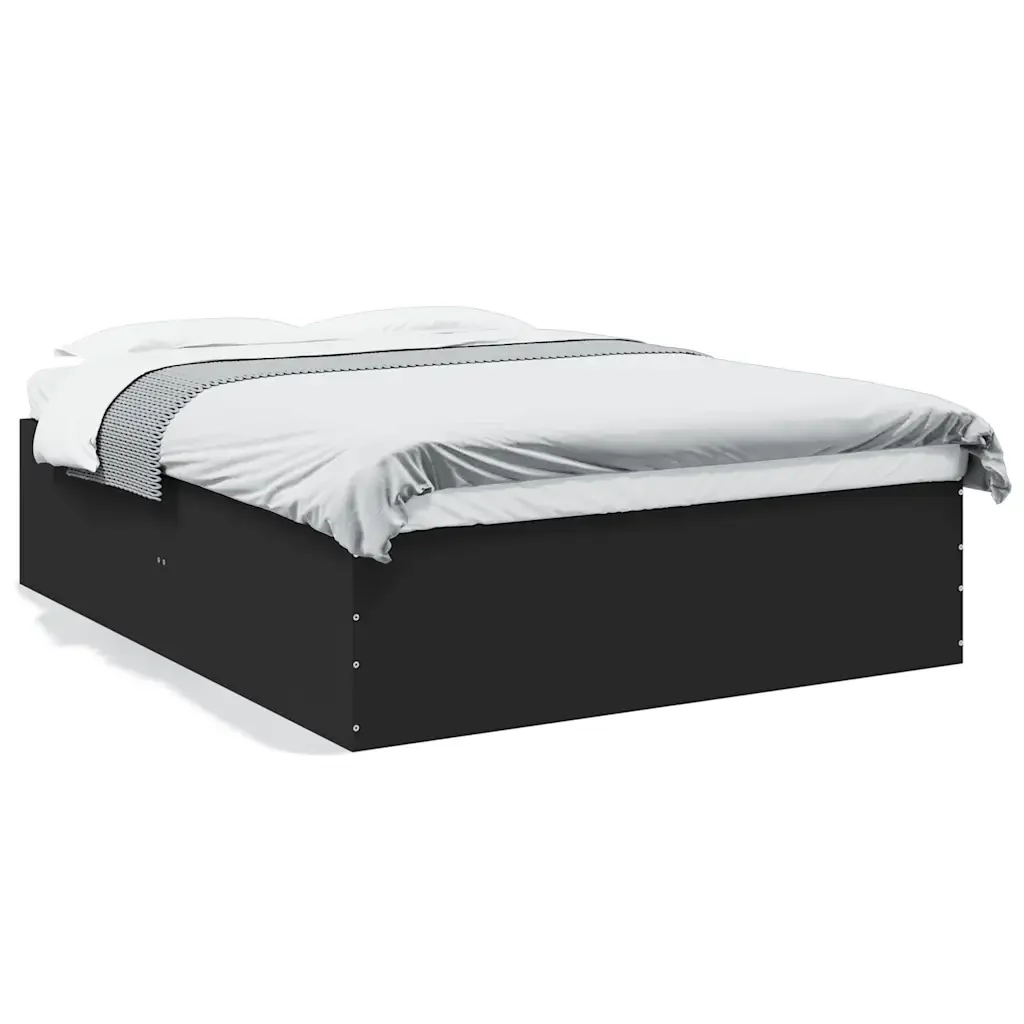 Letto matrimoniale | Letto per adulti | Giroletto Nero 150x200 cm in Legno Multistrato