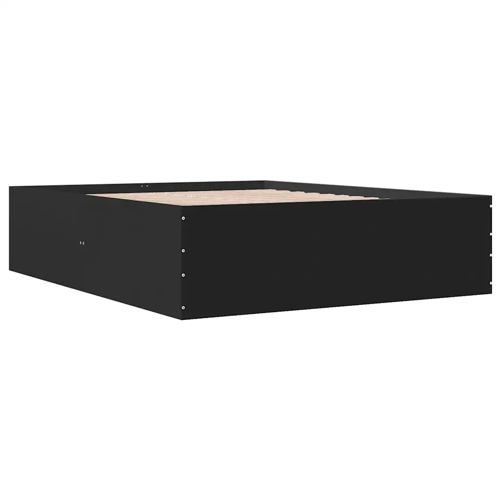 Letto matrimoniale | Letto per adulti | Giroletto Nero 150x200 cm in Legno Multistrato - Image 6