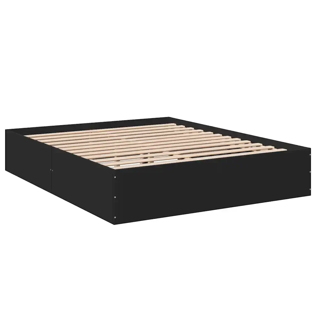 Letto matrimoniale | Letto per adulti | Giroletto Nero 150x200 cm in Legno Multistrato - Image 6