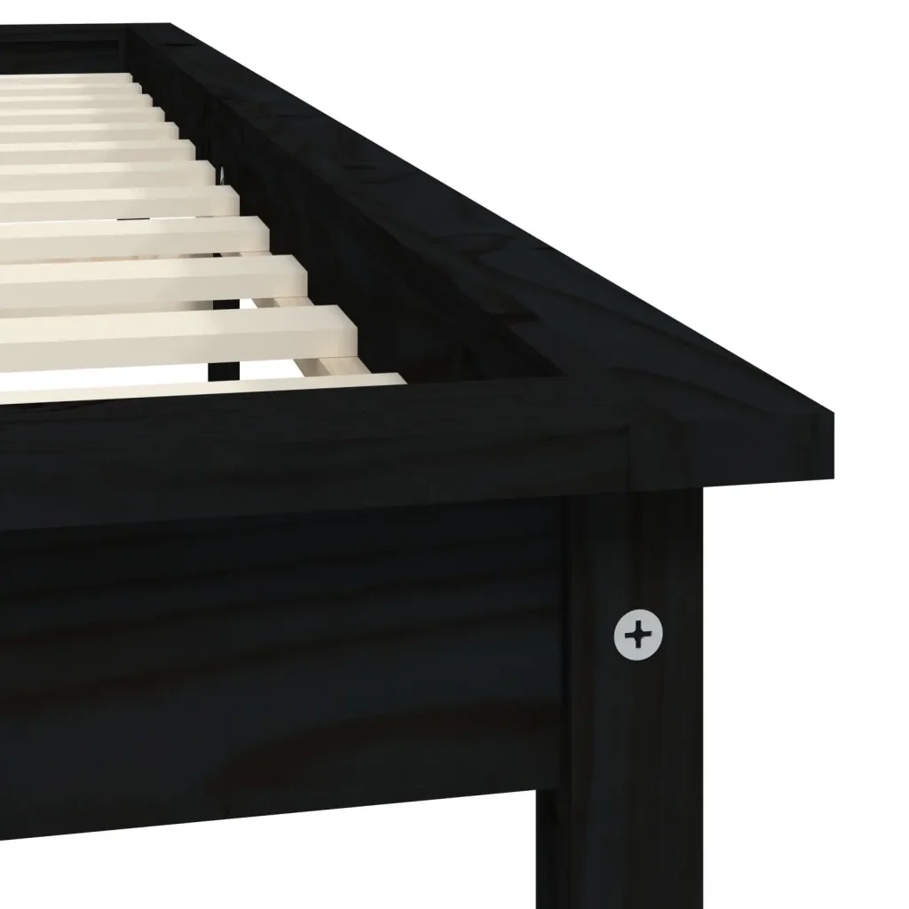 Letto matrimoniale | Letto per adulti | Giroletto Nero 150x200 cm King in Legno Massello di Pino - Image 7
